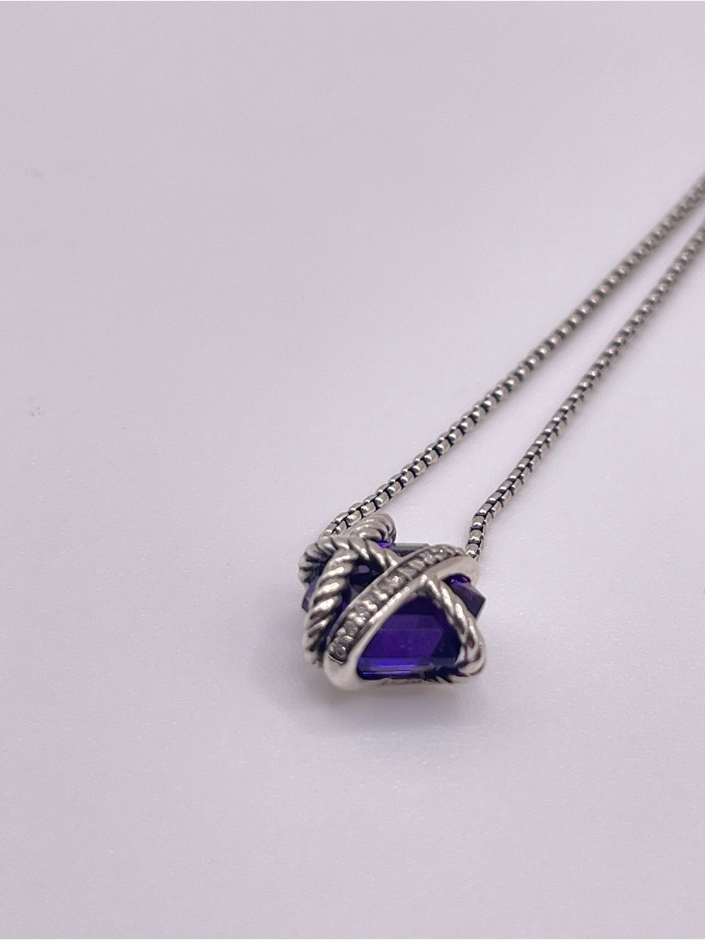 David Yurman Cable Wrap Necklace with Amethyst and Diamonds - Picture 3 of 9
